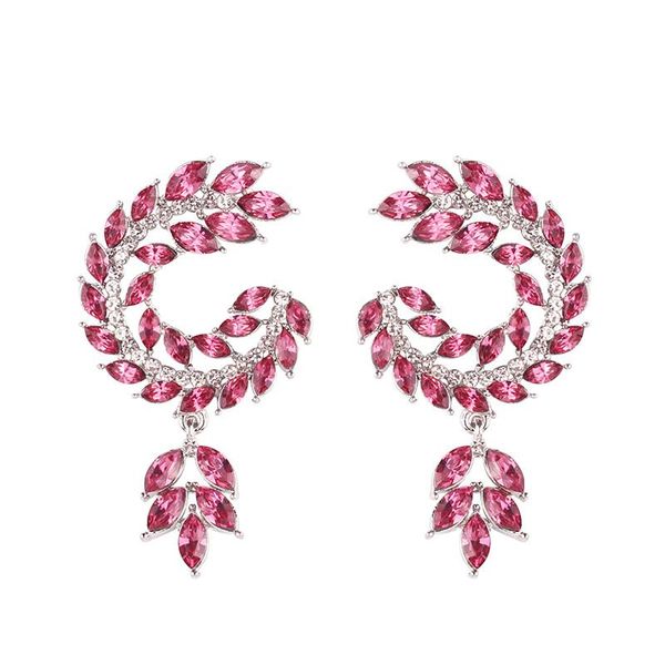 

lubov elegant multi-color symmetry wing drop earrings crystal loop pendant dangle earrings for women party jewelry 2021 new, Silver