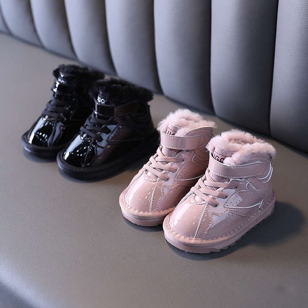 

girls' snow winter plush warm boy' short antiskid sho children' girl' cotton boots, Black;grey