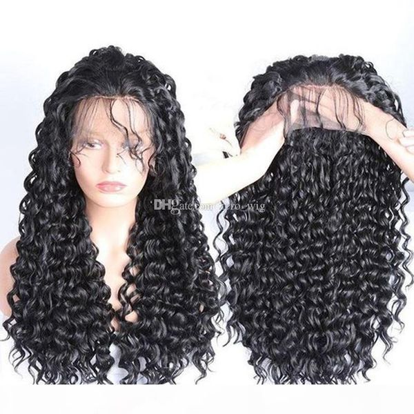 

peruvian hair silk full lace human hair wigs deep curly front lace wigs 130% density curly silk base lace front wigs, Black;brown