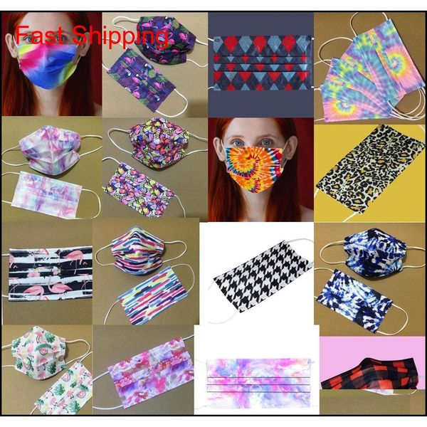 

tie-dye disposable three layers of melt spray cloth mask fashion face mask designer protection meltblown disposable facemask 6xylm, Silver