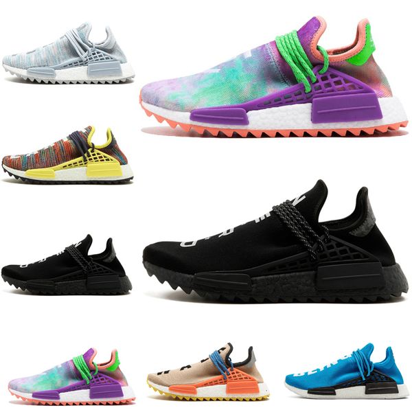 

new human race running shoes pharrell williams hu trail cream core black nerd equality holi trainers mens women sports shoes size us 5.5-12