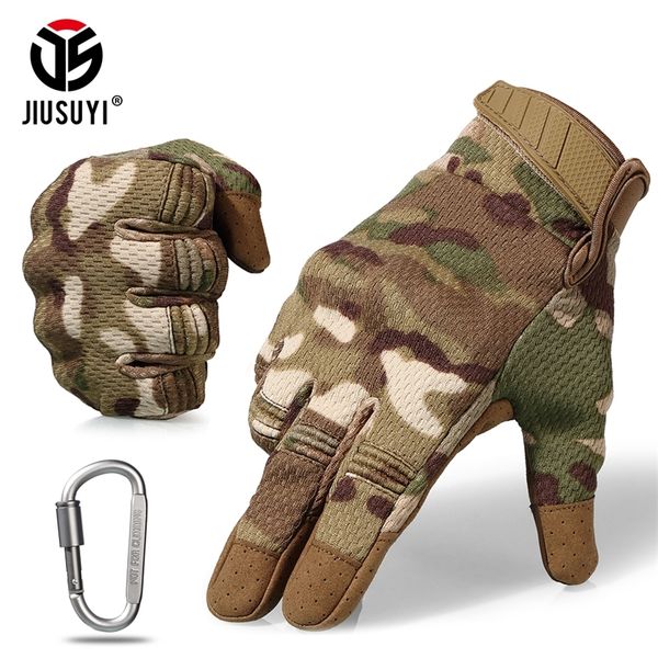 

camo touch screen tactical full finger gloves army military paintball bicycle shooting motorcycle airsoft combat gear men women lj201215, Blue;gray