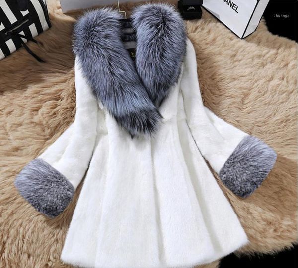 

women winter warm solid long section of imitation mink coat with cap fur coat manteau femme thick outwear black white1, Black;brown