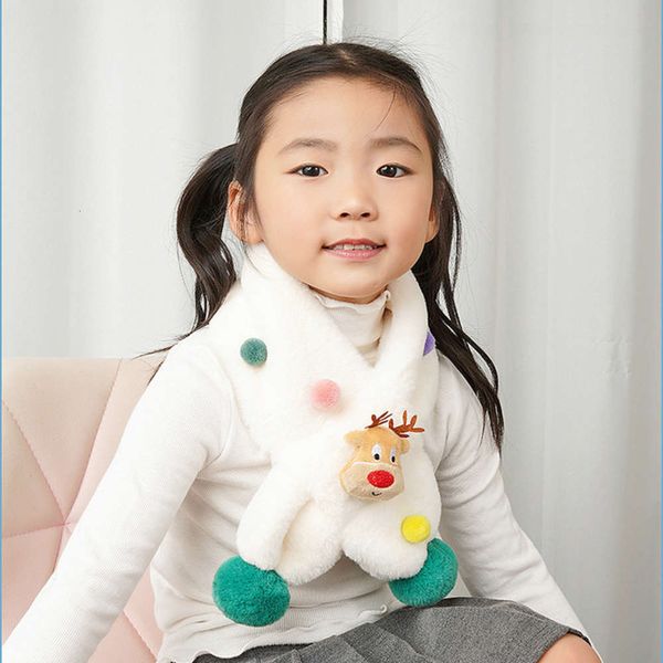 

cute cartoon christmas plush boys and girls warm neck winter children's cross fawn scarf, Red;brown