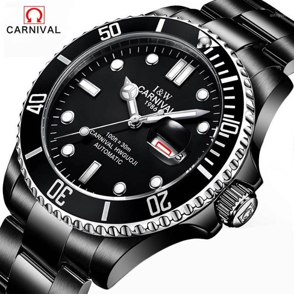 

wristwatches mens watches automatic mechanical watch sapphire waterproof 30m full black steel clock relogio masculino1, Slivery;brown