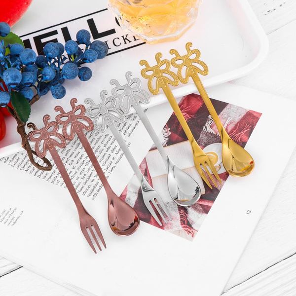 

stainless steel multicolor butterfly coffee spoon fruit fork cold drink fruit ice cream dessert spoon tableware kitchen supp