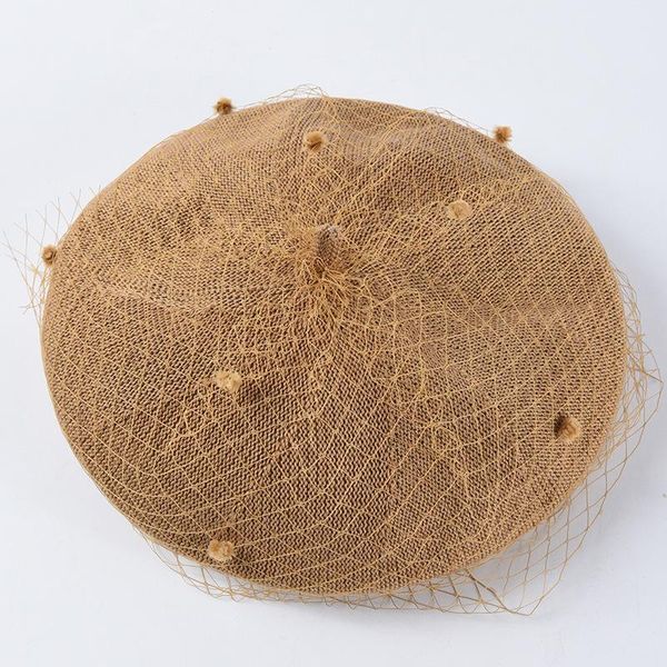 

elegant female fedoras wool felt mesh bow floral formal berets fedora hats for women 2019 retro beret british mesh gauze dot h bbypzu, Blue;gray