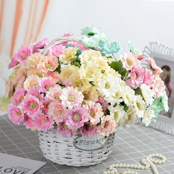 

european style 10 heads mini silk daisy artificial decorative flower wedding flower bouquet home room table decoration1
