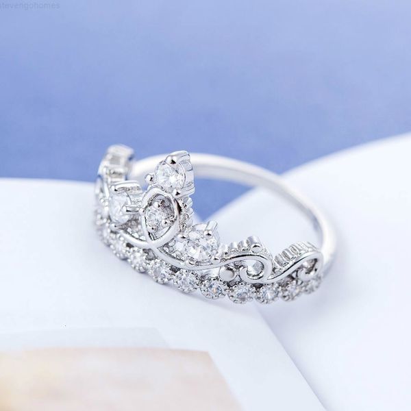 

gold crown rose ring for women crystal finger bridal rings wedding jewelry gift, Silver