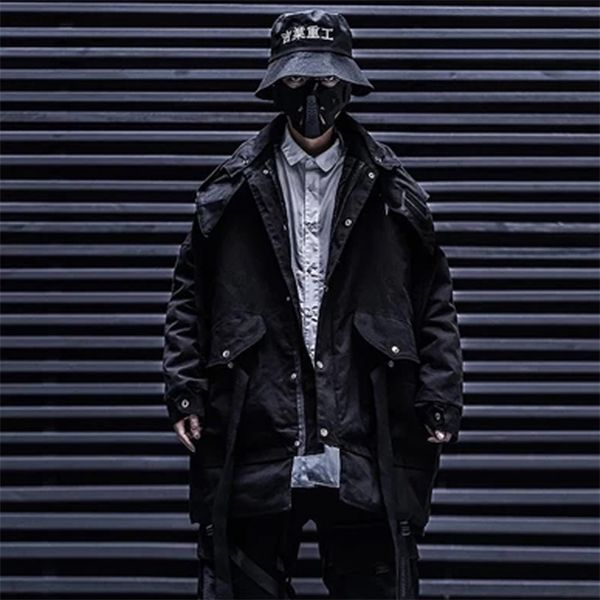 

11 bybb's dark detachable letter printed mens hooded parkas hip hop thick padded jackets harajuku ribbons windbreaker streetwear lj2012, Black