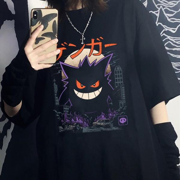 

2020 summer clothes gengar kaiju japan style harajuku t shirt aesthetic gothic women t shirt short sleeve o neck tee shirts, White