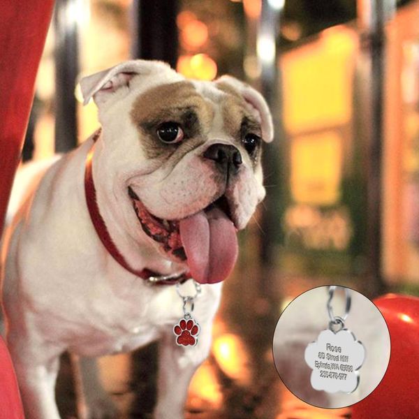 

glitter paw pet id tags customized engraved dog & cat paw tag personalized name phone nu wmtzaj