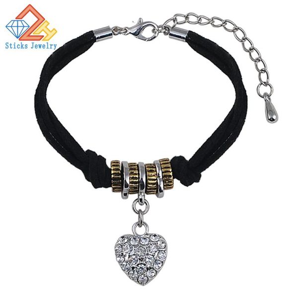

charm bracelets crystal heart fashion jewelry love shiny for woman romantic, Golden;silver