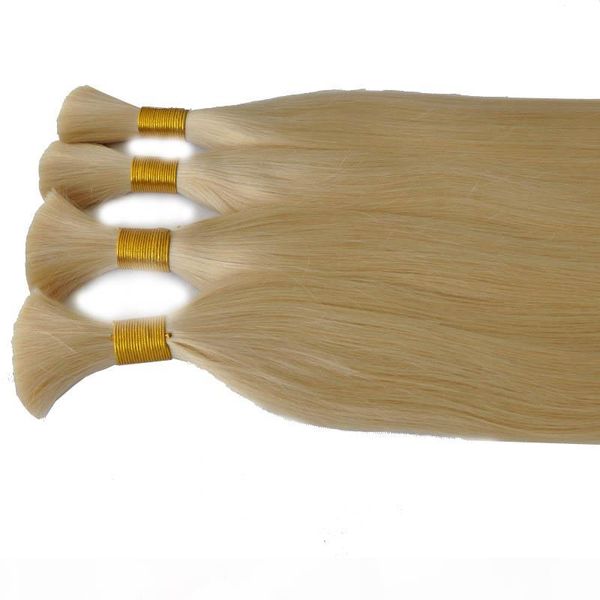 

elibess human hair bulk no weft unprocessed indian peruvian brazilian straight hair extension 300gr blonde 613 color, Black