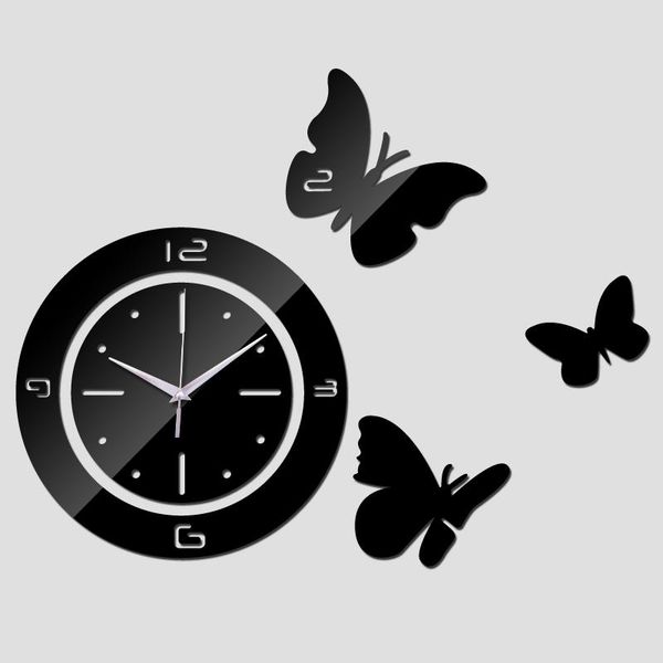 

wall clocks living room quartz acrylic home decoration 3d mirror clock modern diy digital watch sticker