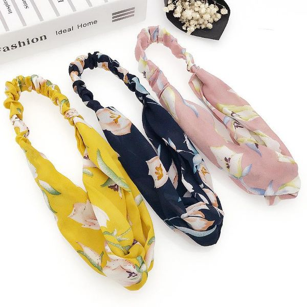 

european and american headband fashion fabric printing cross elastic hairband