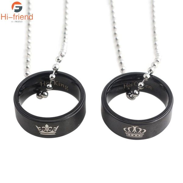 

pendant necklaces 2021 her king his queen crown necklace pendants heart lover women men souvenir party valentine's day gift jewelry, Silver