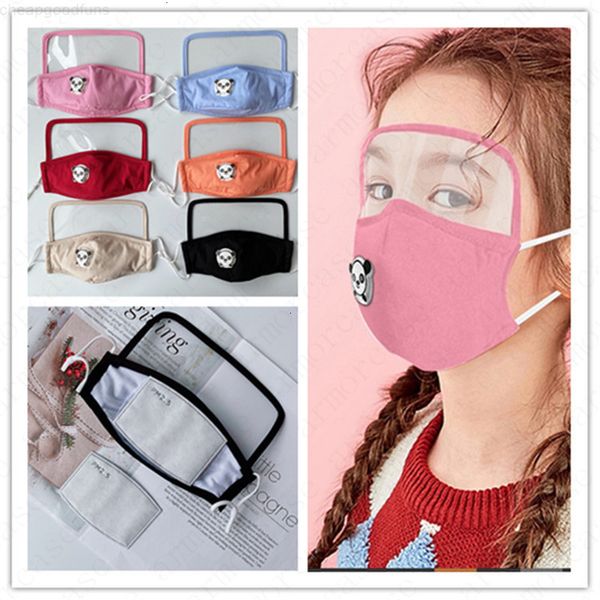 

in breathing with 1 2 valve and transparent eye mask pm2.5 children shield masks boys girls kids face filter pocket d6811, Black