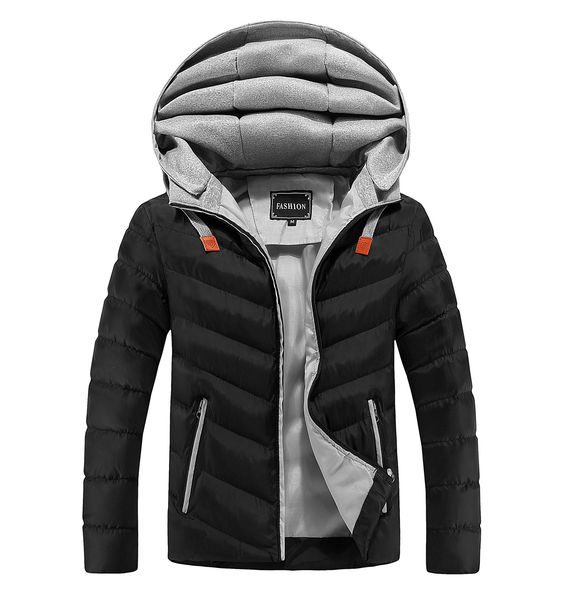 

2020 new hooded korean slim oversized men's down cotton padded jaet, Black