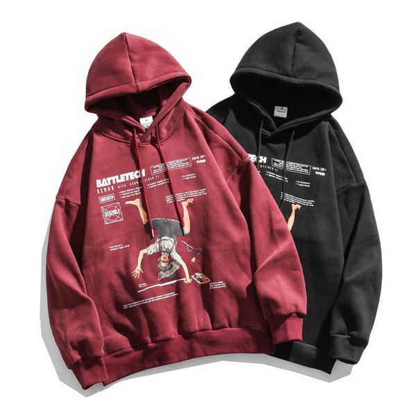 

2021 new popular make with retro-loose hood male fashion wool coat fall 0j89, Black