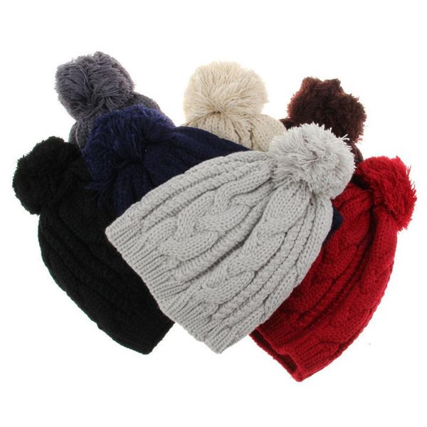 

flb] winter hat for men women fashion solid warm hats knitted beanies cap brand thick female cap beanie wholesale fk6002 sqcivv, Black;white