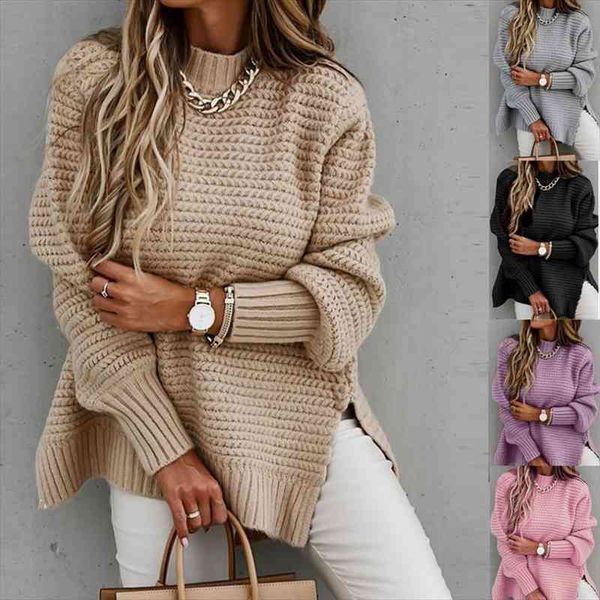 

winter women knitted sweater casual half high neck oversized pullovers fashion batwing sleeve coarse knit solid female sweaters, White;black
