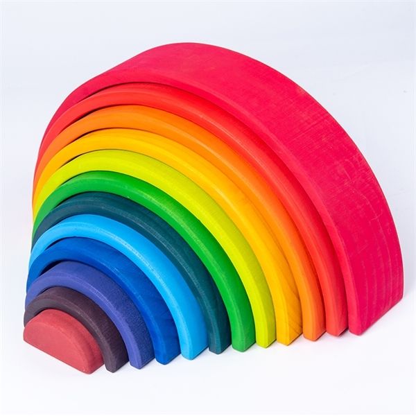 

12pcs big size rainbow building block educational toy creative stacking game rainbow stacker wooden toys for children from spain q1217