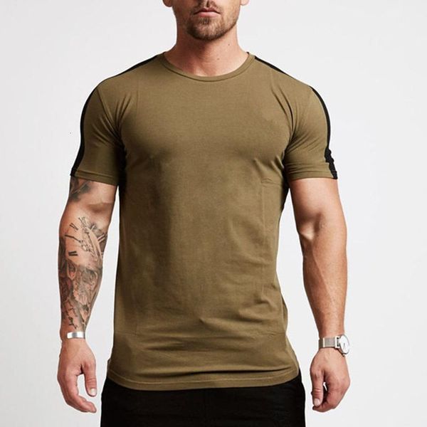 

casual cotton solid t shirt men gyms fitness short sleeve t-shirt male bodybuilding workout tees summer new clothes apparel, White;black