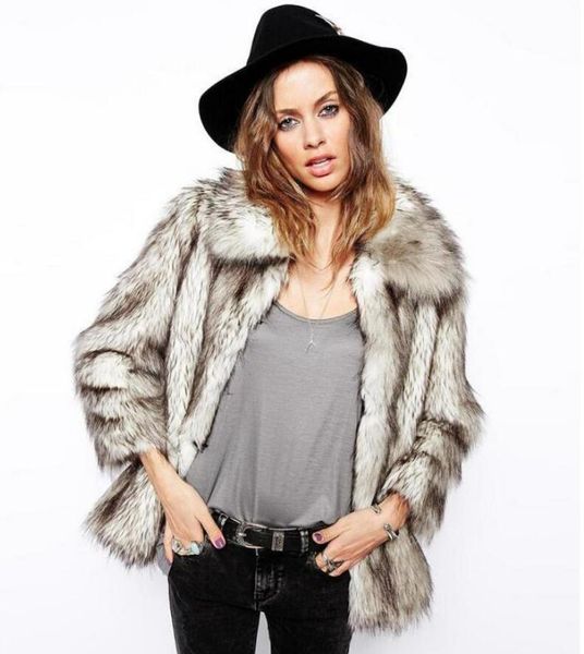 

new autumn and winter women's white bottom black tip european and american mid-length suit coat coat faux fur faux fur coat