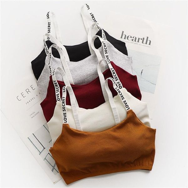 

women strap sports bra fitness running sport bra underwear tank padded camisole elastic cotton wireless tubes, Black;white