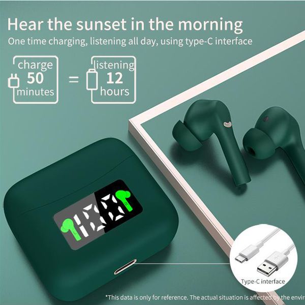 

j5 tws bluetooth 5.2 headphones stereo sound headset sport wireless headphone dual microphone charging box smartphone earbuds