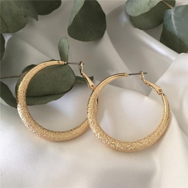 

hoop & huggie trendy gold color rough surface earrings for women fashion wedding party show jewelry gift girl friend, Golden;silver