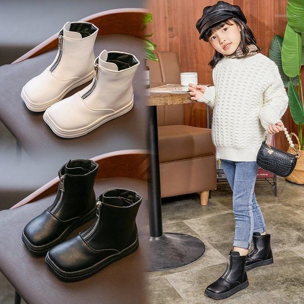 

girls' boots autumn winter 2021 new children' plush boots british style two cotton little girls' fashion cn(origin1, Black;grey