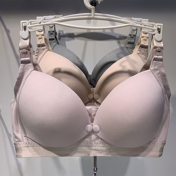 

pregnant women's underwear women gathered during pregnancy bra pure cotton comfort special ultra thin anti sagging postpartum feeding, White