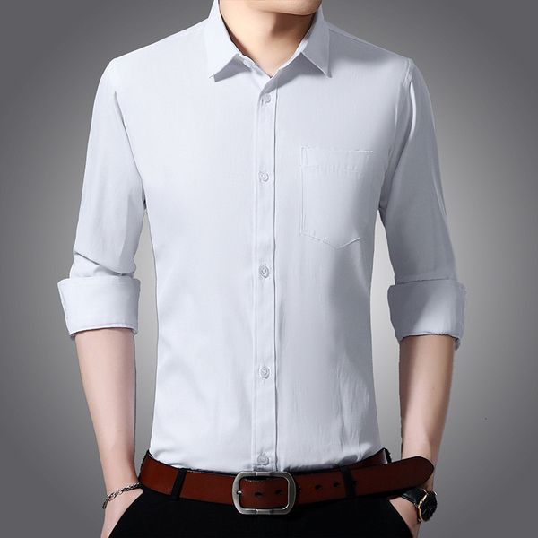

men's summer long sleeve korean casual solid color thin lapel youth slim fit shirt, White;black