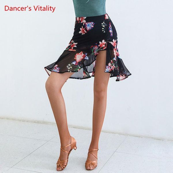 

latin dance female fashion skirt profession practice clothes new woman stage competition training clothing1, Black;red