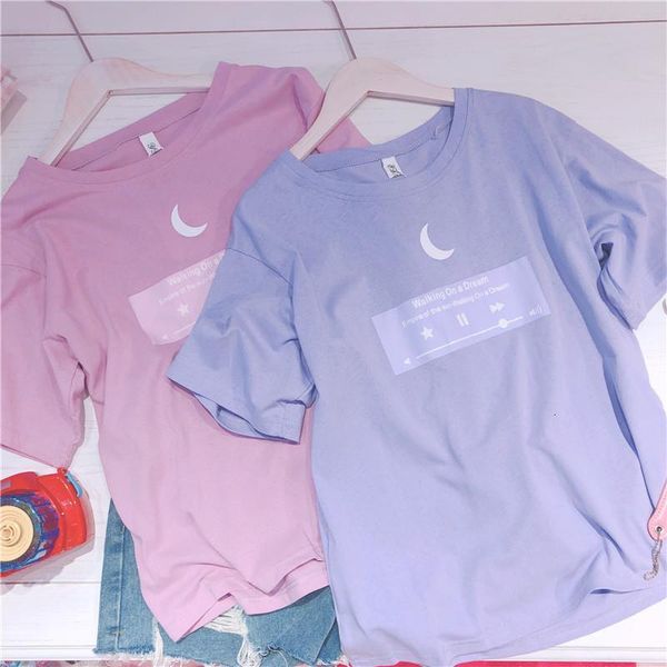 

japane sailor moon fashion cute sweet pink casual large size friends summer female new short-sleeved harajuku cotton tshirt, White