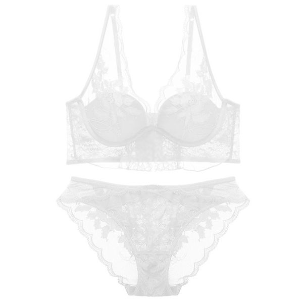 

cinoon women lace bra set push up lingerie set deep v underwear set embroidery jacquard bra soft comfortable lace underwear c1212, Black;white