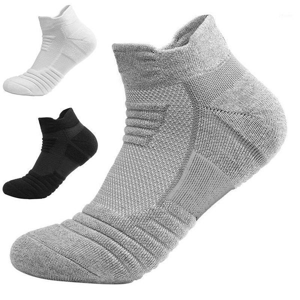 

spring breathable men sports socks running basketball short socks solid color cotton sock sokken1, Black