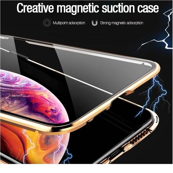 

anti privacy 360 degree magnetic adsorption glass case for iphone 12 11 xr x xs 7 8 plus 6 6s wmteeg