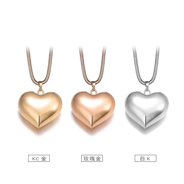 

2020 new open heart pendant necklace, long sweater chain, women girl jewelry, silver, gold, rose gold 3 color