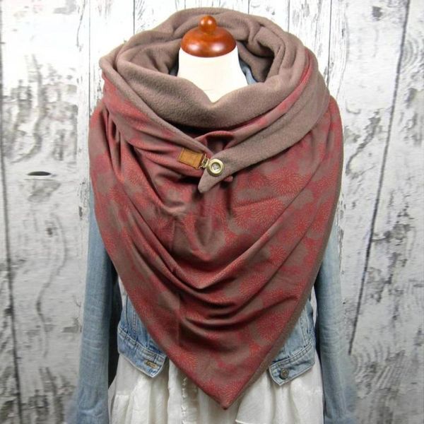 

* thicken women soild retro printing button soft wrap casual warm scarves shawls leisure comfortable soft scarve muffer wrap, Blue;gray