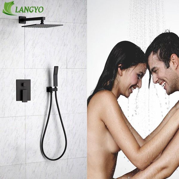 

langyo brush black ванная комната набор душевых наборов 810 12 душевая головка душевая смеситель для душа настенный клапан дивертер смесител