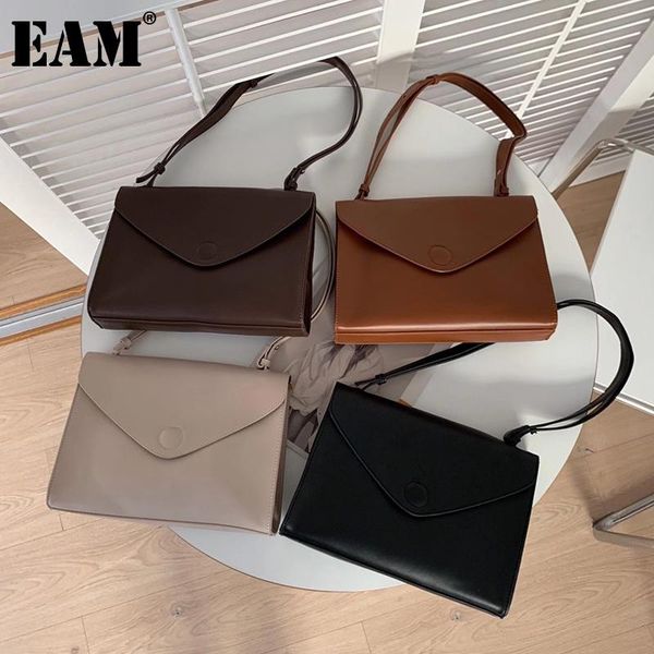 

[eam] women new envelope brief ribbons pu leather flap personality all-match crossbody shoulder bag fashion tide 2021 18a1511