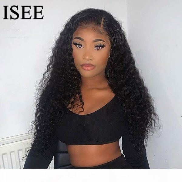 

mongolian deep wave wigs 5x5 lace closure wig for women 180% deep wave lace closure human hair wigs isee hair, Black;brown