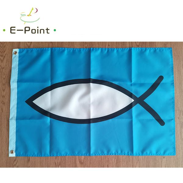 Jesus peixe flag3 * 5ft (90cm * 150 cm) bandeira de poliéster bandeira decoração voando home jardim bandeira presentes festivos