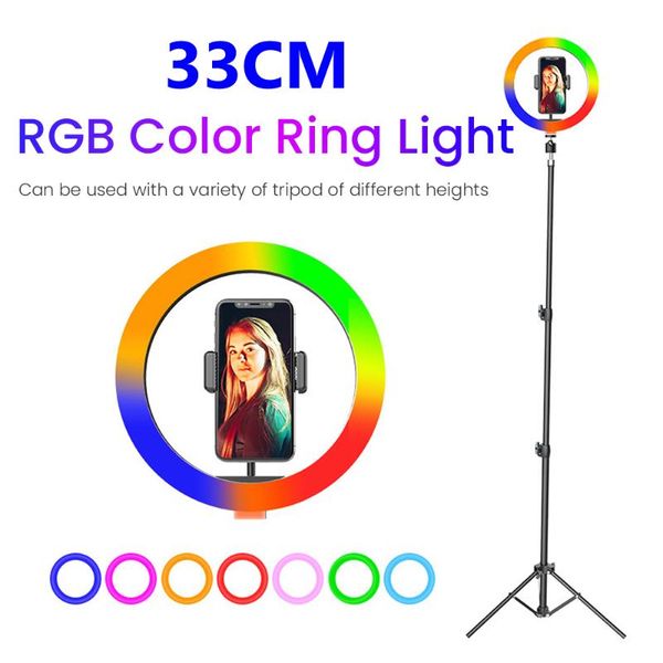 

33cm rgb colorful led selfie ring light with tripod stand phone light ring lamp usb ringlight for youtube pgraphy studio