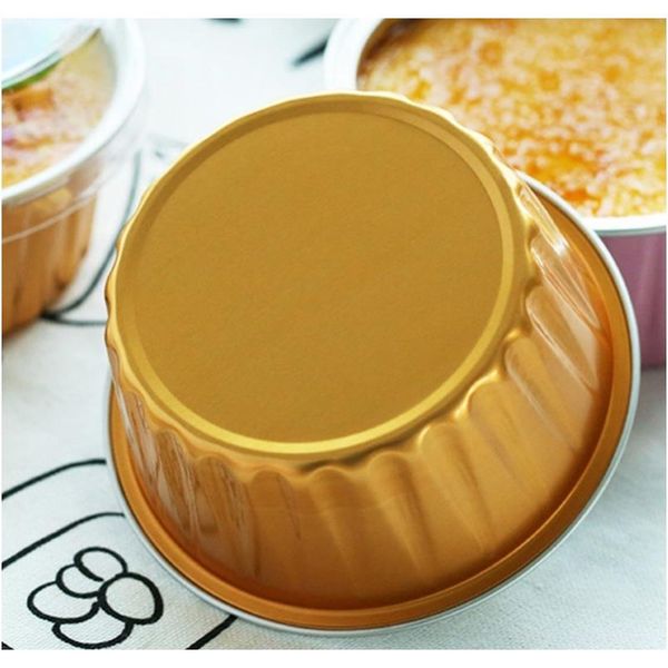 

100pcs disposable aluminum foil baking cups creme brulee dessert oval shape cupcake cups with lids cake egg tools f bbyyfi