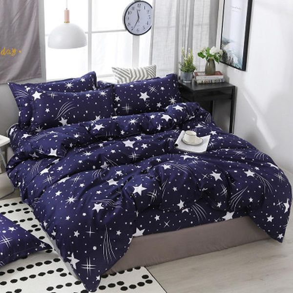 

sj 3/4pcs/set star blue comforter bedding sets space for kids children student dormitory bed linen linings home textile1