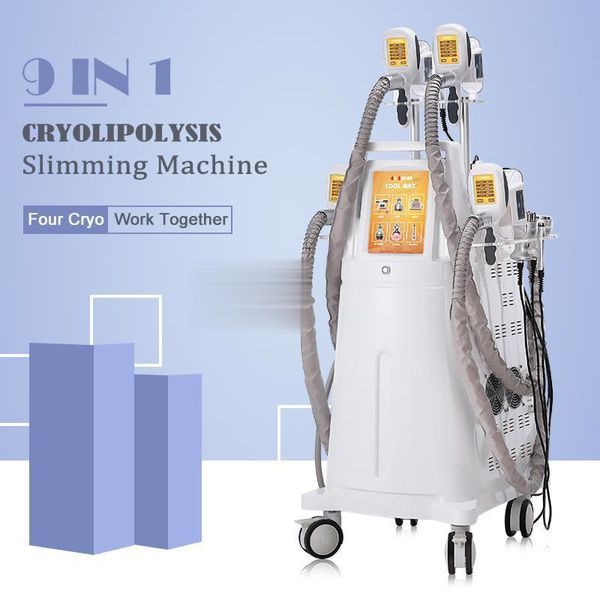 

4 in 1 multiunction cryolipolysis fat ed lipolaser cavitation rf slimming machine with two cryo handles can work at the same time